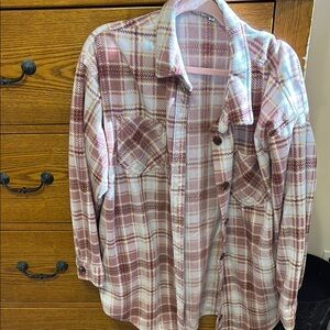 fleece Plaid Button-Up Shirt for women